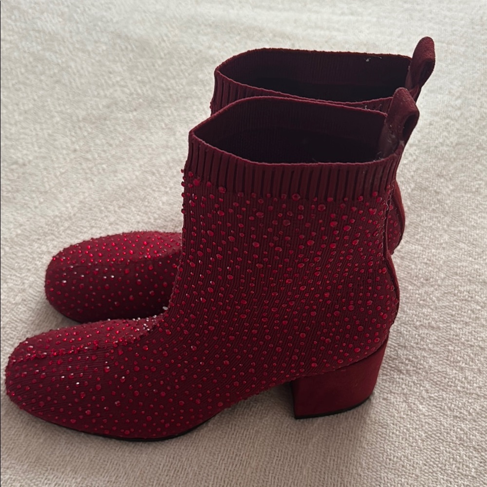Reaction by Kennth Cole Elegant sparkled Red Ankle Boots.